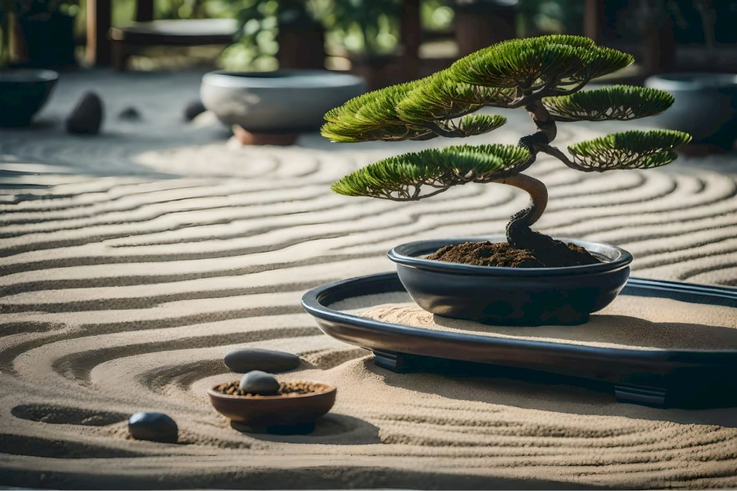 sable et plante pour jardin zen