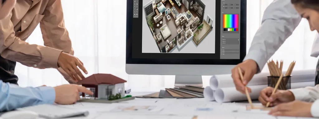 plan 3D d'un architecte d'interieur et home stager
